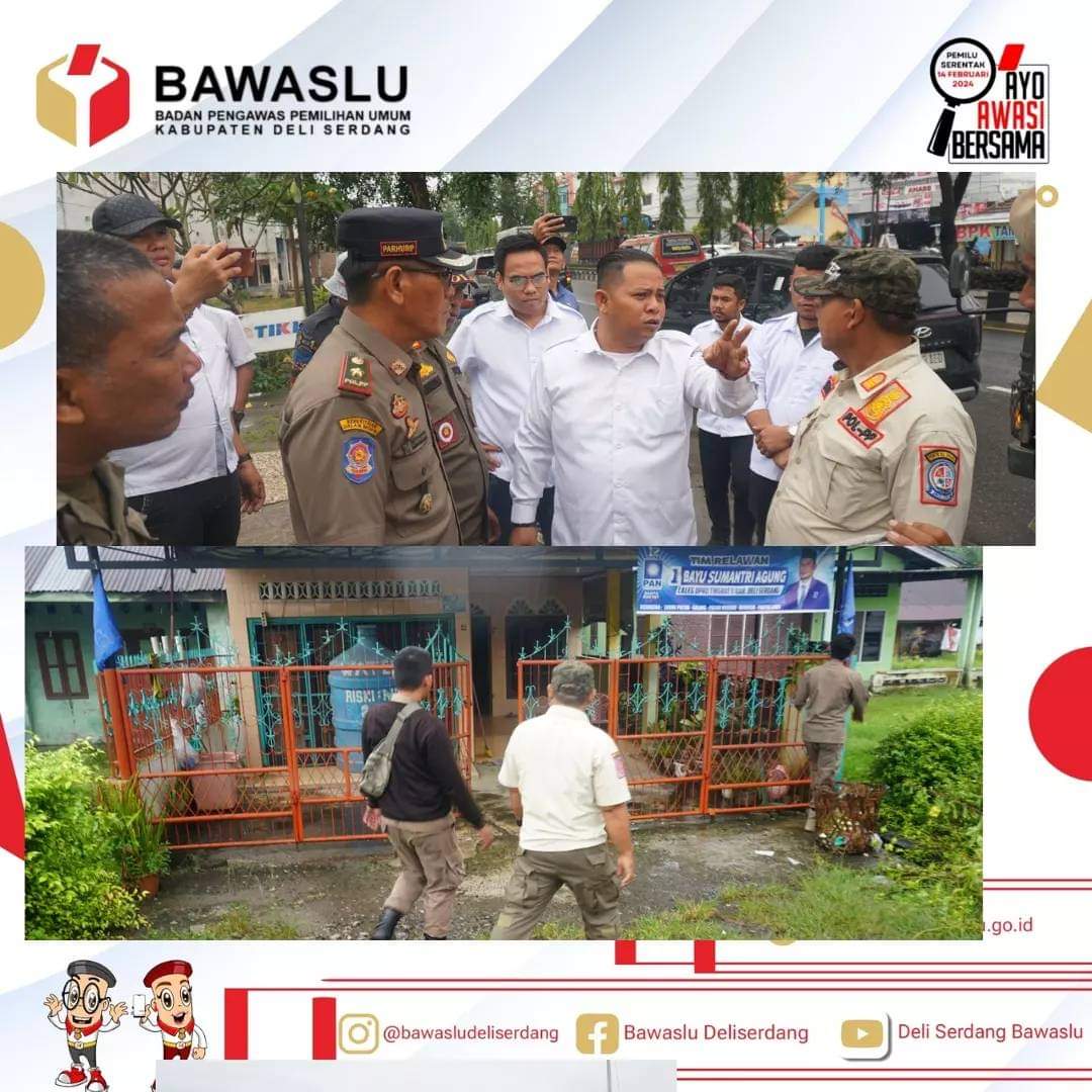 Bawaslu Deli Serdang Lakukan Penertiban APS dan APK di Jalan Lintas Kabupaten Deli Serdang